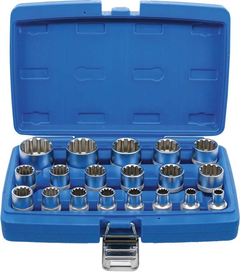 BGS 2152 Satz Steckschlüsseleinsätze Gear Lock Antrieb Innenvierkant 12,5mm (1/2") 19 teilig