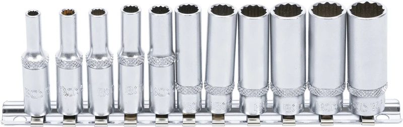 BGS 5251 Satz Steckschlüsseleinsätze Zwölfkant tief Antrieb Innenvierkant 6,3mm (1/4") SW 4 - 13mm