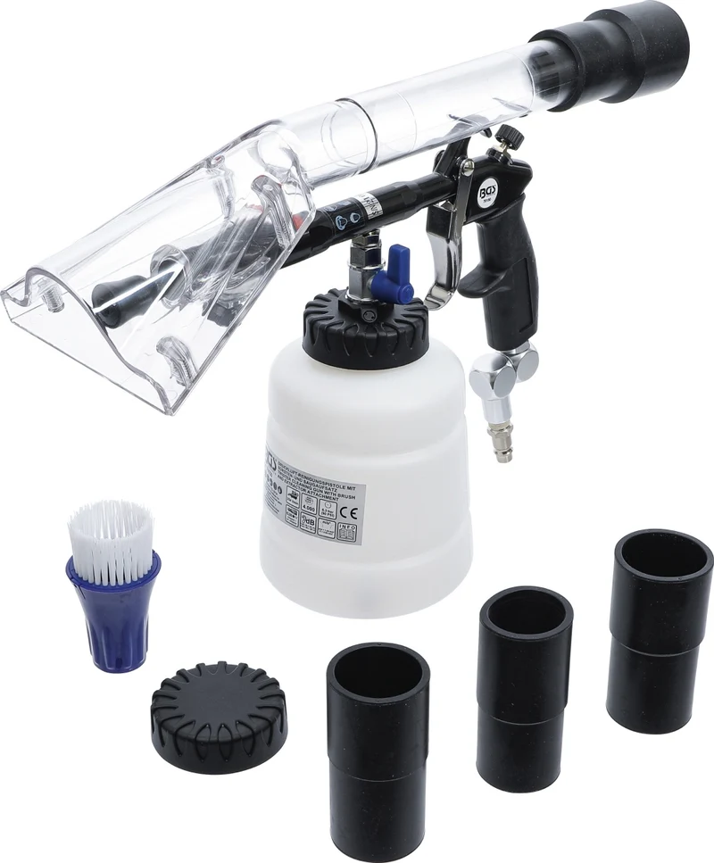 BGS 70150 Druckluft Reinigungspistole mit Bürsten- und Saugaufsatz 7 teilig