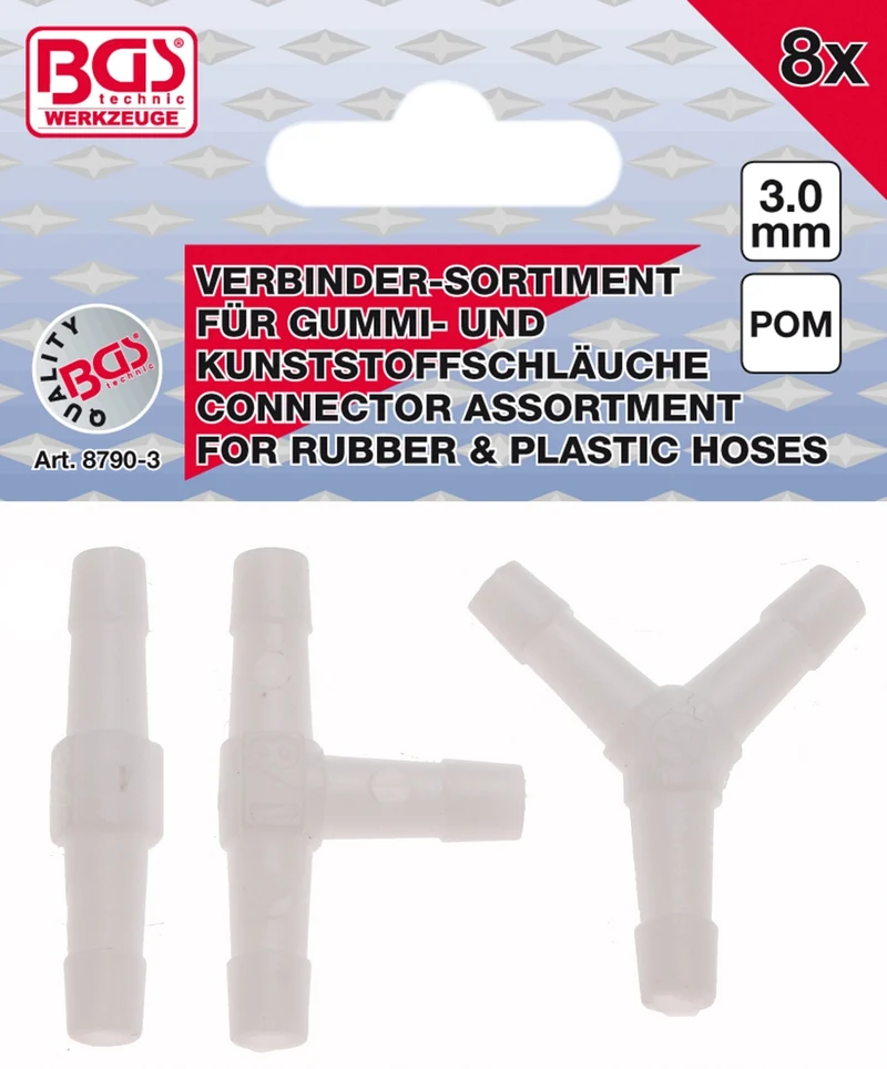 BGS 8790-3 Sortiment Schlauchverbinder kraftstoffbeständig Ø3mm 8 teilig
