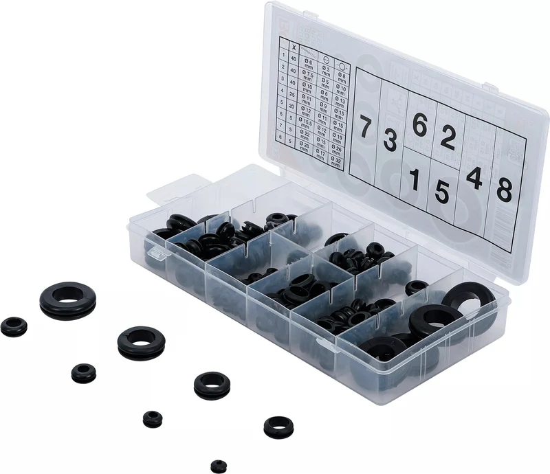 BGS 8125 Sortiment Gummi Durchgangstüllen Kabeldurchführung metrisch 180 teilig