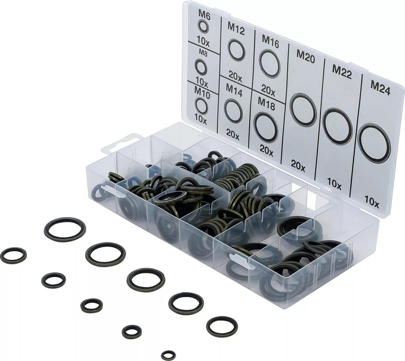 BGS 9306 Sortiment O-Ringe / Dichtungsringe aus Metall mit Gummidichtwulst 150 teilig