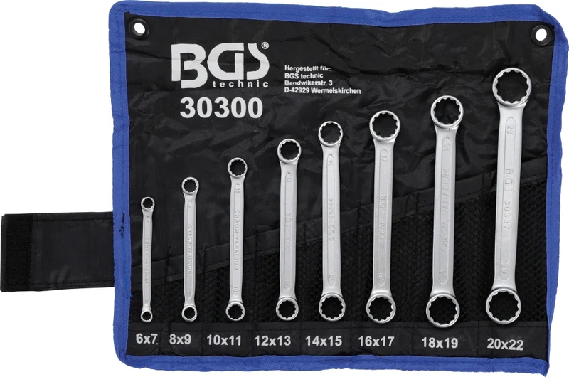 BGS 30300 Satz Doppelringschlüssel extra flach SW 6 - 22mm metrisch 8 teilig kalt geschmiedet