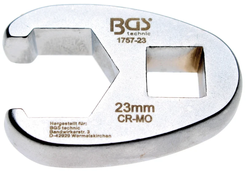 BGS 1757-23 Hahnenfuss / Krähenfuss Schlüssel SW 23mm mit 12,5mm (1/2") Antrieb