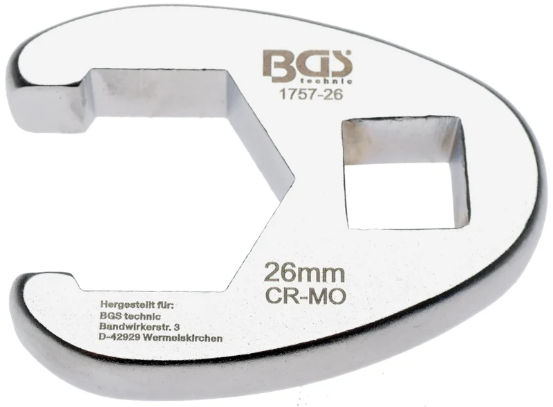 BGS 1757-26 Hahnenfuss / Krähenfuss Schlüssel SW 26mm mit 12,5mm (1/2") Antrieb