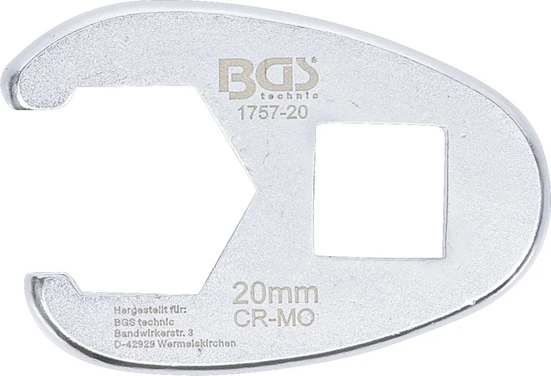 BGS 1757-20 Hahnenfuss / Krähenfuss Schlüssel SW 20mm mit 12,5mm (1/2") Antrieb