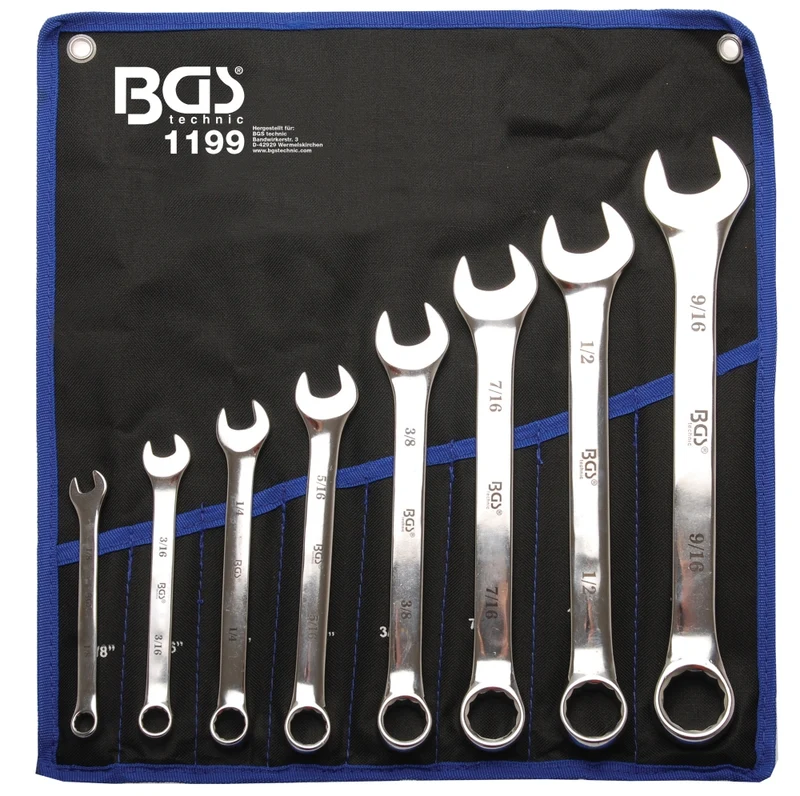 BGS 1199 ZOLL Satz Ringmaulschlüssel SW 1/8" - 9/16" Withworth 8 teilig