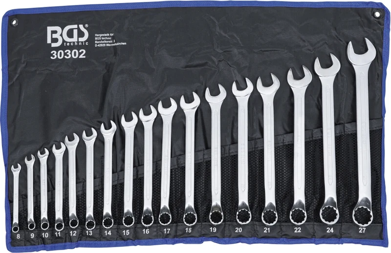 BGS 30302 Satz Ringmaulschlüssel gekröpft SW 8 - 27mm metrisch 17 teilig