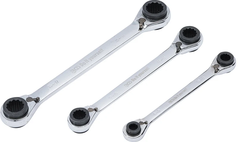 BGS DIY 6837 Satz Ratschenringschlüssel 4-in-1 SW 8 x 9 - 18 x 19mm
