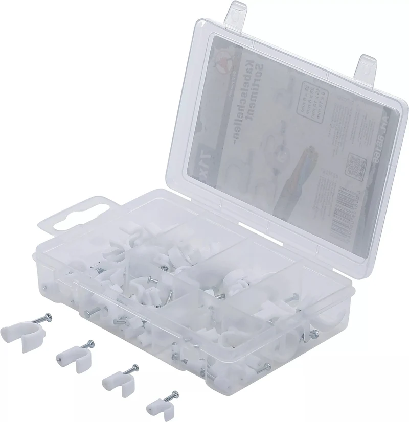 BGS 88166 Sortiment Kabelschellen mit Stahlstiften 71 teilig