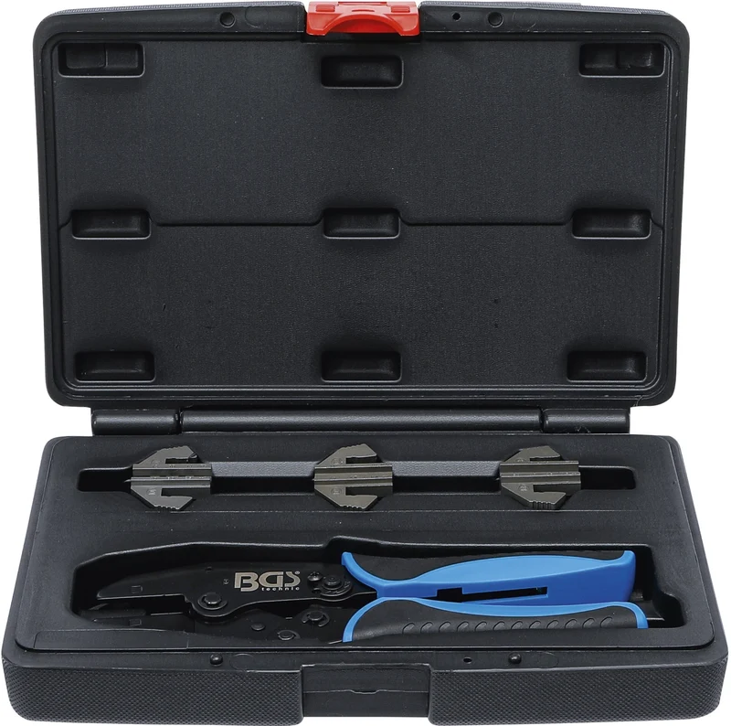 BGS 70003 Satz Crimpzange mit 3 Wechselbacken für Solar Stecker MC3 - MC4 - Tyco 4 teilig