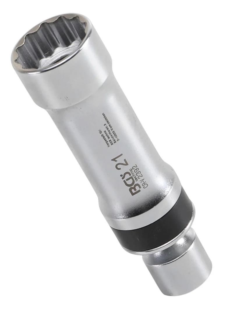 BGS 2392 Gelenkeinsatz 21mm für Zündkerzen Zwölfkant mit Haltefeder Antrieb Innenvierkant 10mm (3/8")