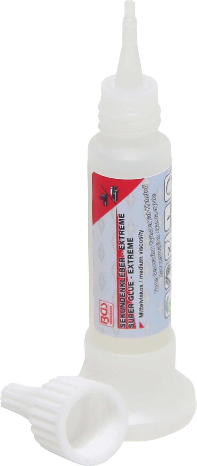 BGS 80607 Sekundenkleber mittelviskos Flasche mit Standfuß 25g