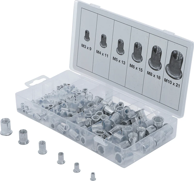 BGS 14127 Sortiment Nietmuttern aus Aluminium 150 teilig