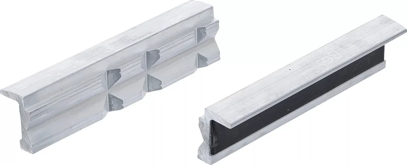 BGS 9284 Satz Schraubstock Schutzbacken aus Aluminium V + H Profil Breite 125mm 2 teilig