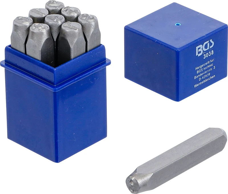 BGS 3038 Einschlagzahlen Höhe 8mm im Kästchen aus Kunststoff