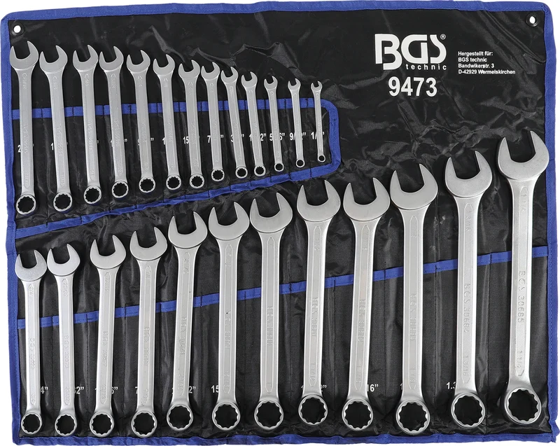 BGS 9473 Satz ZOLL INCH Maulringschlüssel 1/4"-1.1/4" 25 teilig