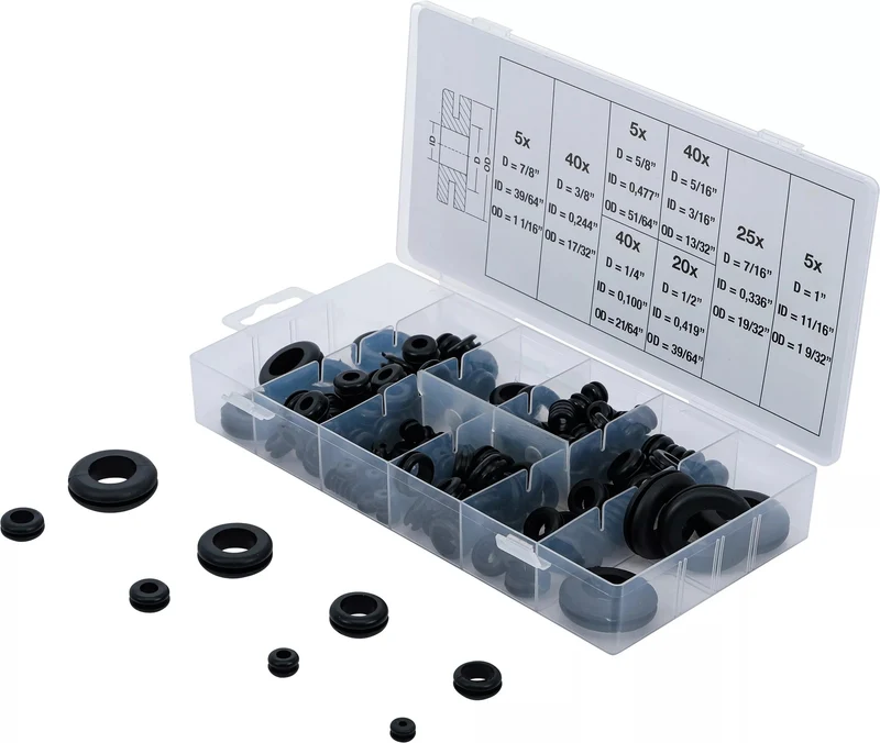 BGS 8112 Sortiment Gummi Durchgangstüllen Kabeldurchführung 180 teilig