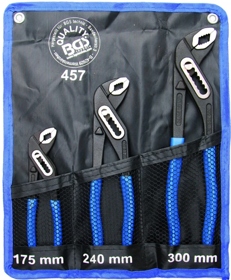 BGS 457 Satz Wasserpumpenzangen Rohrzangen 3 verschiedene Größen mit Tasche