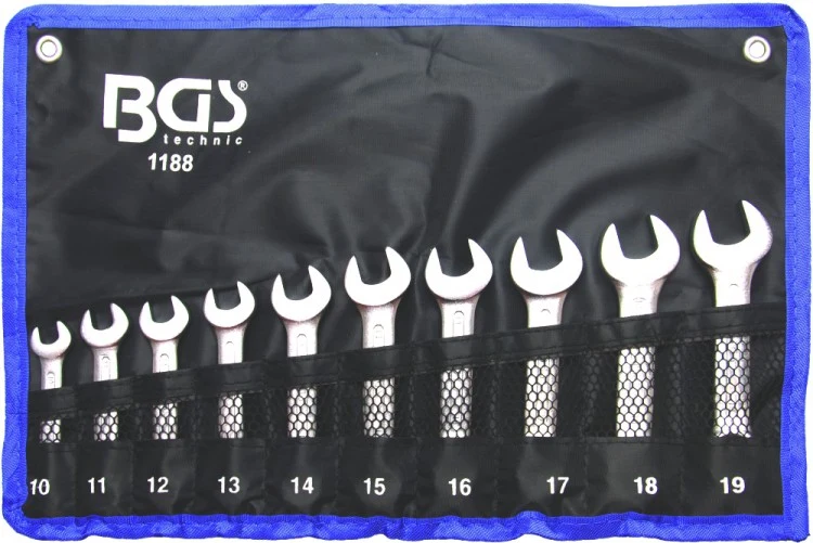 BGS 1188 Satz Ring Maulschlüssel KURZ METRISCH 10-19mm 10tlg