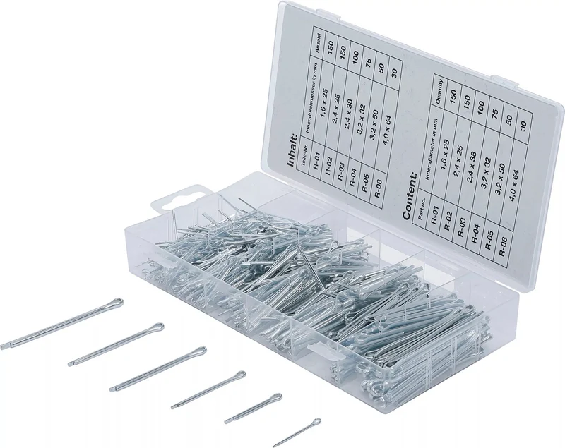 BGS 8048 Sortiment Splinte gerade Ausführung 555 teilig in einer Box