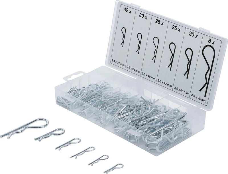 BGS 8043 Sortiment Federsplinte Federstecker Sicherungssplinte 150 teilig