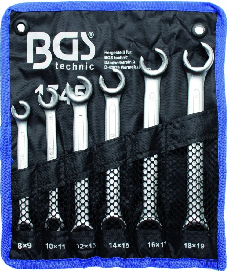 BGS 1745 Satz Ringschlüssel OFFEN 8-19mm 6 teilig für Bremsleitung Hydraulikleitungen