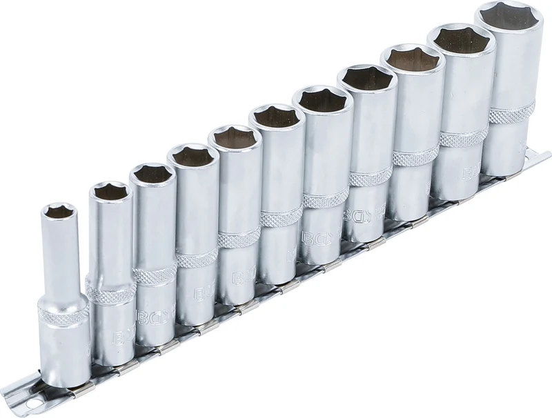 BGS 2222 Satz Tiefbett Nüsse lang 8-19mm Antrieb 10mm (3/8") 11teilig + Halter