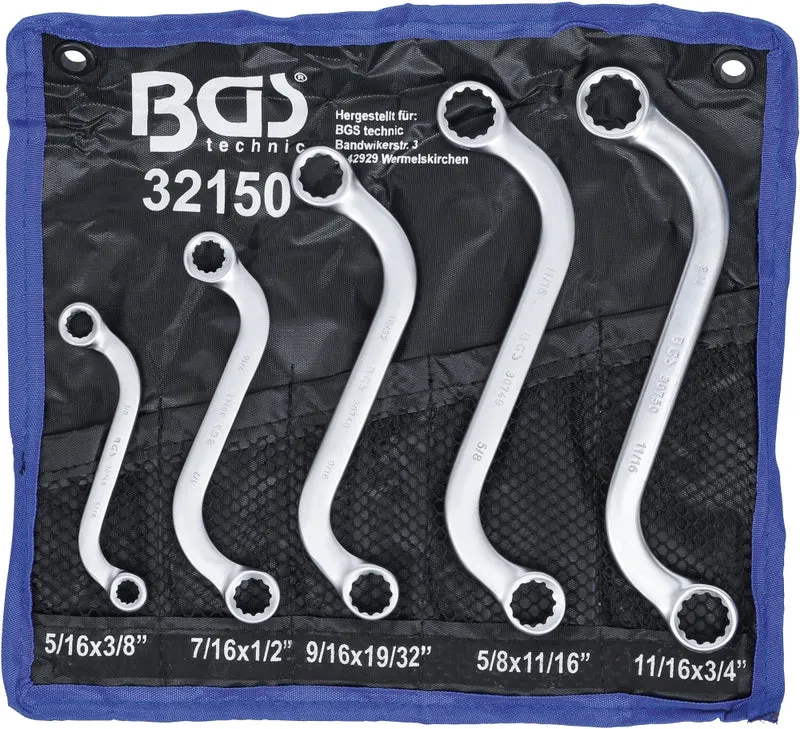 BGS 32150 Satz ZOLL Ringschlüssel S-Form Größen 3/8" - 3/4" 5 teiliger Satz mit Tasche