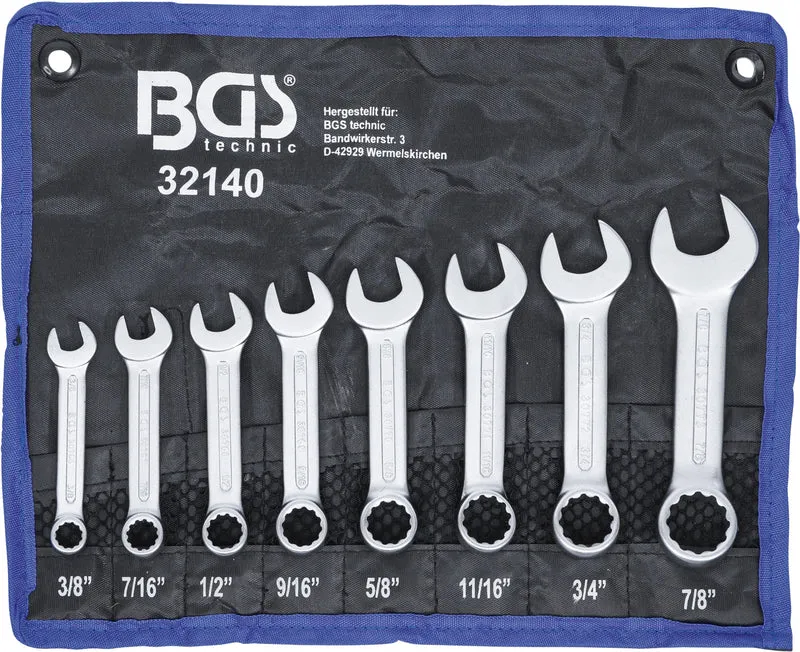 BGS 32140 ZOLL Satz Ring Maulschlüssel Satz EXTRAKURZ 8 teilig