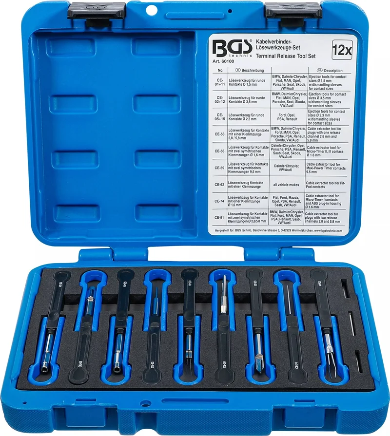 BGS 60100 Satz Entriegelungswerkzeug Auspinwerkzeug KfZ Kabel Stecker